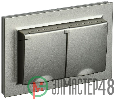 Розетка 2-м СП BRITE РСбш12-3-44-БрШ 16А в сборе IP44 с крышкой шампань IEK BR-R26-16-44-K37-F