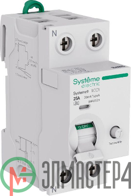 Выключатель дифференциального тока 2п 25А 30мА тип A ВДТ Systeme9 230В SE S9R22225