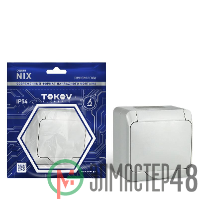 Розетка 1-м ОП Nix 16А IP54 250В с заземл. с крышкой сер. TOKOV ELECTRIC TKE-NX-R1Z-C06-IP54