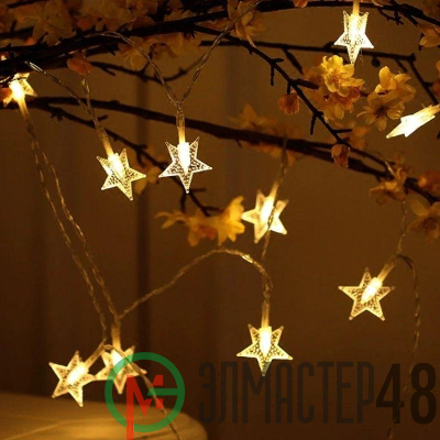 Гирлянда ENIZ-64W занавес "Звездочки" 64 LED 1.2х1.3м тепл. бел. IP20 провод 3м Эра Б0051876