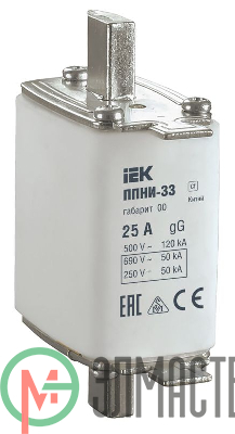 Вставка плавкая ППНИ-33 25А габарит 00 ИЭК DPP10-025