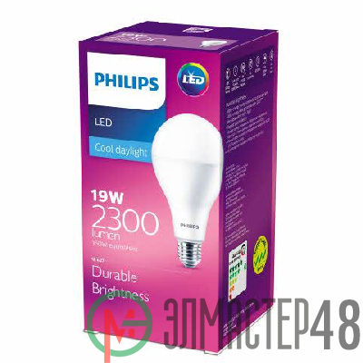 Лампа светодиодная LEDBulb 19W E27 6500К 230В A80 Philips 929002004149