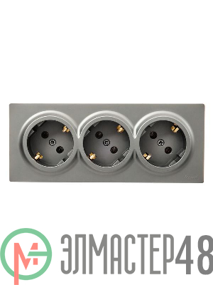 Розетка 3-мест. с заземл. LETO закрытый корпус ПБТ платина LEZARD 752-3500-127BUP