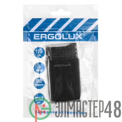 Адаптер сетевой ELX-РA01P-C02 ПРОМО 1USB 100-220В 5в/2А пакет черн. ERGOLUX 15107