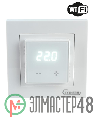 Термостат программируемый ET-44(w) с Wi-Fi 3.6кВт 16А для теплых полов датчик пола; датчик воздуха с возможн. установкой в рамку Legrand Valena и Schneider Unica бел. Extherm ET-44(w)