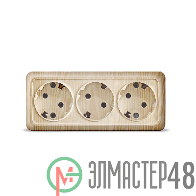 Розетка 3-м ОП Олимп с заземл. сосна UNIVersal 1173