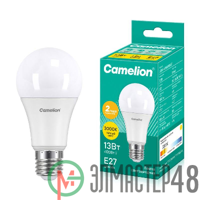 Лампа светодиодная LED13-A60/830/E27 13Вт грушевидная 3000К тепл. бел. E27 1045лм 220-240В Camelion 12045