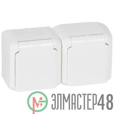 Розетка 2-м ОП Quteo 16А с защ. крышкой защ. шторки с заземл. IP44 бел. Leg 782323