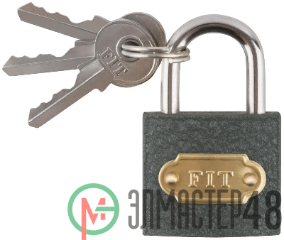 Замок навесной железный 32х28мм стальная дужка 5мм FIT 67132