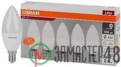 Лампа светодиодная LED Value LVCLB60 7SW/830 230В E14 2х5 RU (уп.5шт) OSRAM 4058075577923