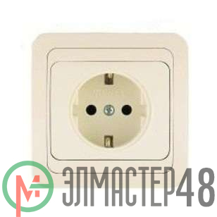 Розетка 1-м СП Mimoza 16А IP20 с заземл. крем/крем Makel 25028