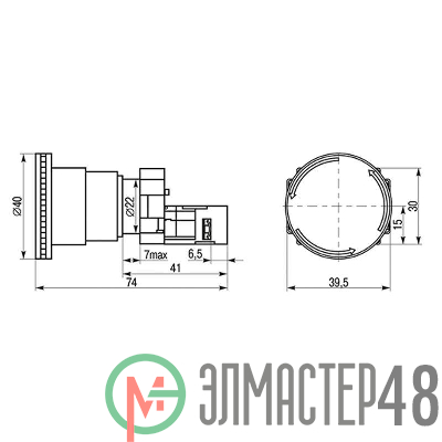Кнопка грибовидная XB2-BS NC поворотн. красн. Rexant 36-5544