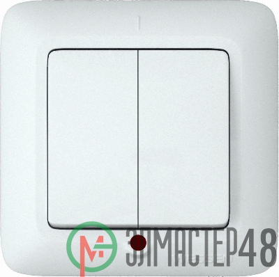 Выключатель 2-кл. СП Прима 6А IP20 с индик. бел. (опт. упак) SchE S56-039-B