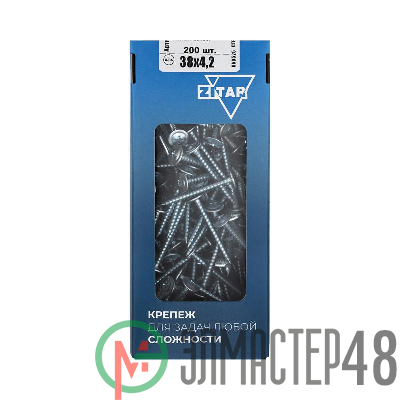 Саморез для тонкого метал. листа 4.2х38 (уп.200шт) коробка Tech-Krep 102143