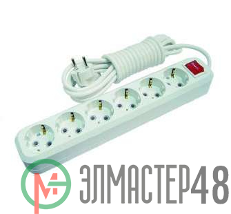 Удлинитель 6х5м с заземл. 16А IP20 с выкл. Makel MGP234
