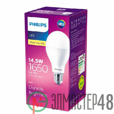 Лампа светодиодная LEDBulb 14.5W E27 3000К 230В A67 Philips 929002003849