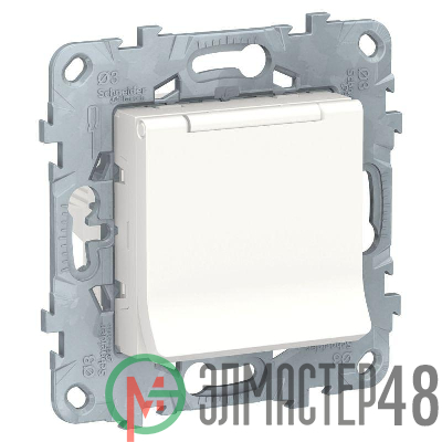 Механизм розетки UNICA NEW с защ. крышкой защ. шторки с заземл. 16А 250В IP40 бел. SchE NU503718TA