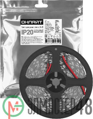 Лента светодиодная 90 654 OLS-2835CW60-4.8-IP20-24V (уп.5м) ОНЛАЙТ 90654