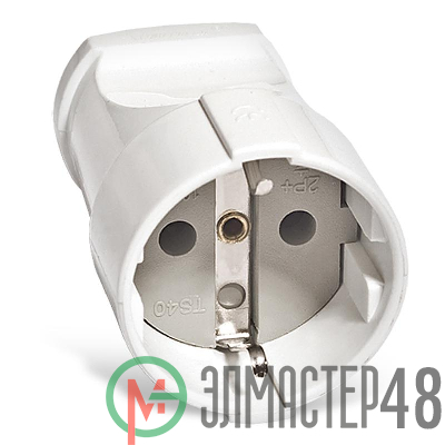 Штепсель с заземл. бел. 16А 250В (еврослот) UNIVersal А102