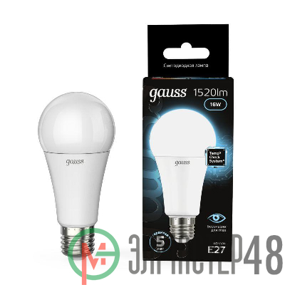 Лампа светодиодная Black A60 16Вт E27 4100К Gauss 102502216