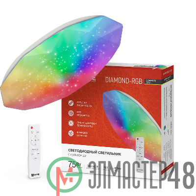 Светильник светодиодный COMFORT DIAMOND-RGB 75Вт 230В 3000-6500К 6000лм 500х90мм с пультом ДУ IN HOME 4690612044583