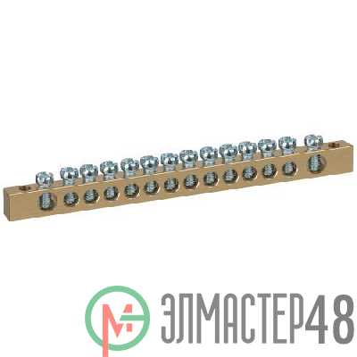 Шина NO-122-06 PEN "земля-ноль" 6х9мм 14/2 с креплениями по краям латунь ЭРА Б0047220