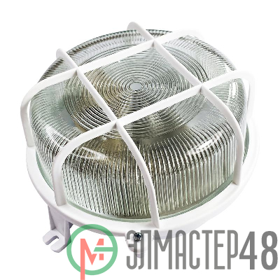Светильник НПП 03-100-007 "Креа" круг 1х100Вт E27 IP44 корпус с решеткой бел. Элетех 1005500877