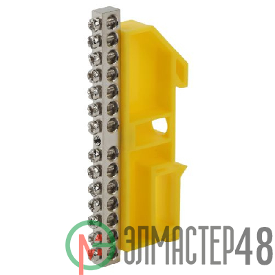 Шина PE "земля" на на DIN-изол. ШНИ-6х9-14 никелированная Д желт. NO-222-94-1 ЭРА Б0044143