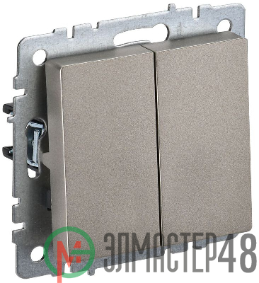 Выключатель проходной 2-кл. СП BRITE ВС10-2-6-БрШ 10А шампань IEK BR-V22-0-10-K37