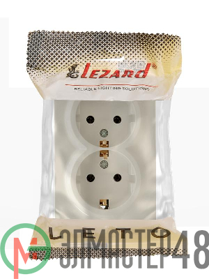 Розетка 2-мест. с заземл. LETO закрытый корпус ПБТ крем LEZARD 752-0300-127B