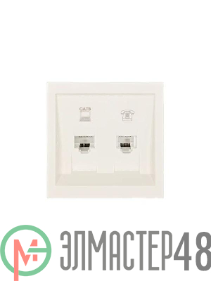 Розетка компьютер+телефон СП ZIMA IP20 с модулем Cat 6 слон. кость LEZARD 704-9088-144
