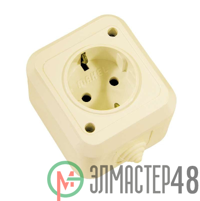 Розетка 1-м ОП 16А IP44 с заземл. п/герм. крем. Makel 18208