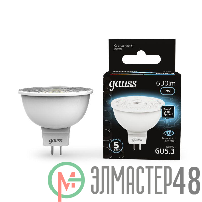 Лампа светодиодная Black MR16 7Вт 4100К бел. GU5.3 630лм 150-265В Gauss 101505207