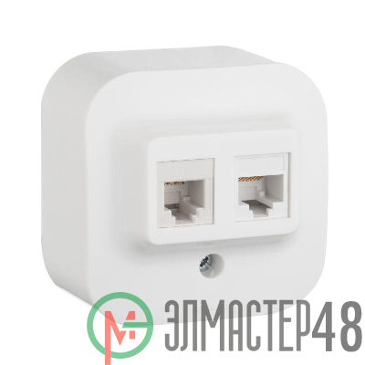 Розетка компьютерная + телеф. 1-м ОП Quteo 2мод. RJ11 + RJ45 CAT.5E UTP бел. Leg 782221