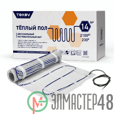 Комплект "Теплый пол" (мат) 150Вт/кв.м 14кв.м TOKOV ELECTRIC TKE-MAT150-2100-14
