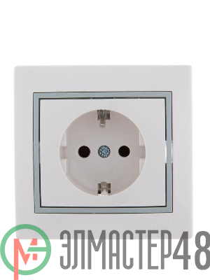 Розетка 1-м СП Мира керам. с заземл. бел./сер. Lezard 701-0215-122