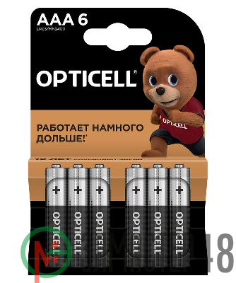 Элемент питания алкалиновый AAA/LR03 (блист. 6шт) Basic Opticell 5051007