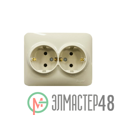 Розетка 2-м Karina Life с заземл. ПБТ крем. LEZARD 708-0300-127B
