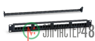 Патч-панель 19дюйм (1U) WR-PL-24-C5E-D 24 порта RJ-45 кат. 5e Dual IDC с задним кабельным организатором черн. WRline 505208