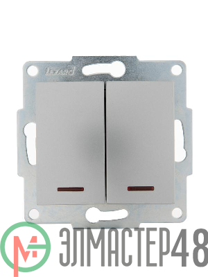 Механизм выключателя 2-кл. 1п СП Karina 10А IP20 с подсветкой мат. серебр. LEZARD 707-4388-112