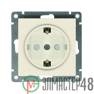 Розетка 1-м СП Афина 16А IP20 с заземл. защ. шторки механизм сл. кость (ivory) Universal A0049-I