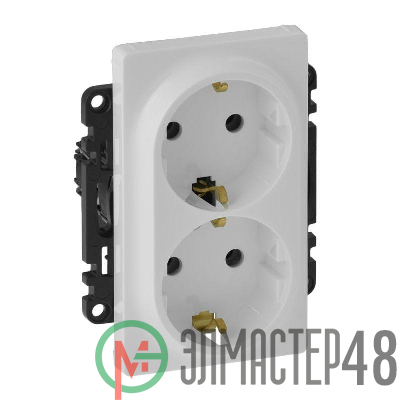 Механизм розетки 2-м Valena Life 16А 250В 2х2К+З с лицевой панелью безвинт. зажимы бел. Leg 753127