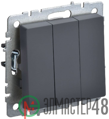 Выключатель 3-кл. СП BRITE ВС10-3-0-БрГ 10А графит IEK BR-V30-0-10-K53