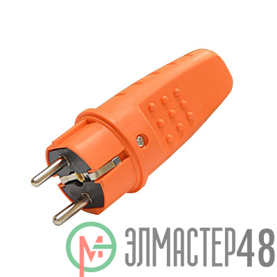 Вилка электрическая 1-м прямая каучук оранж. Universal 3031