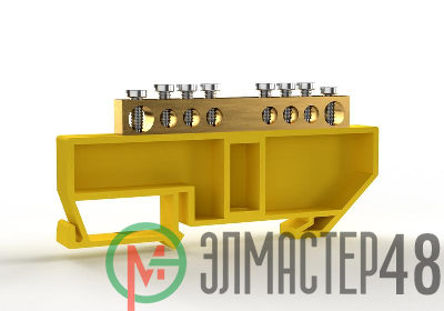 Шина PE "земля" на DIN-изоляторе 6х9мм 8 отвер. латунь TOKOV ELECTRIC TKE-BCB-69-8-DIN/PE