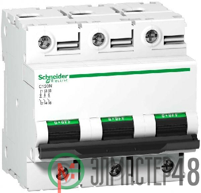Выключатель автоматический модульный 3п C 80А 10кА C120N SchE A9N18365