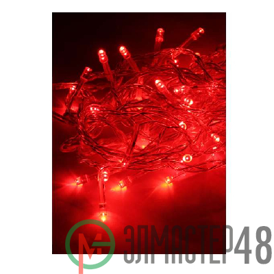 Гирлянда 8.8м (7.3+1.5) 80LED красн. прозр. провод 8 режимов мигания IP20 красн. Космос KOC_GIR80LED_R