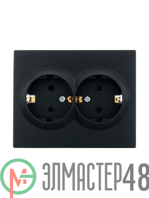 Розетка 2-м СП VESNA с заземл. со шторками ПБТ черн. бархат LEZARD 742-4200-178B