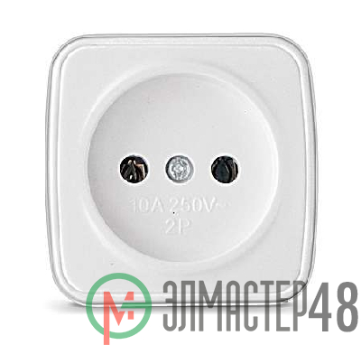 Розетка 1-м ОП Электра 10А IP20 без заземл. бел. Союз 0011