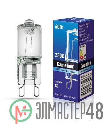 Лампа галогенная 60Вт капсула G9 2850К 240В прозр. Camelion 5555